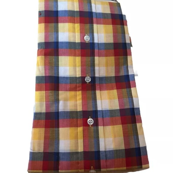 Campus Classic II Mens Button Shirt Size Large Half Sleeve Madras NOS #D3 - Picture 3 of 4